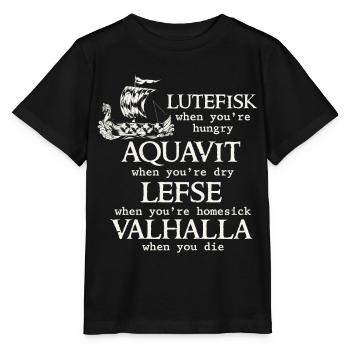Skandinavischer Poe, Wikinger, Lutefisk - Stanley/Stella Kinder T-Shirt MINI CREATOR  - Schwarz - Vorne - Mikhail (115cm)