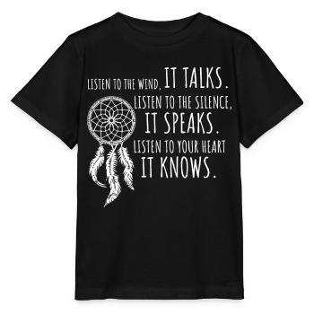 Poème de l’attrape-rêves amérindien - T-shirt bio MINI CREATOR Stanley/Stella Enfant - noir - Devant - Mikhail (115cm)