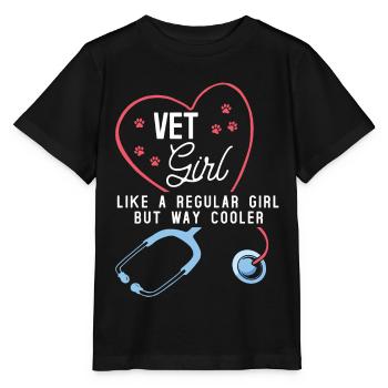 Veterinarian girl, veterinarian - Stanley/Stella MINI CREATOR Kids’ T-Shirt - black - Front - Mikhail (115cm)