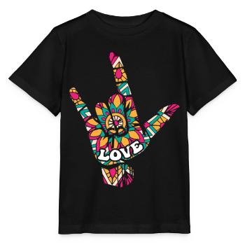 Langue des signes Asl. - T-shirt bio MINI CREATOR Stanley/Stella Enfant - noir - Devant - Mikhail (115cm)
