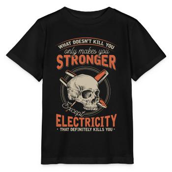 Électricien, l’électricité peut vous tuer - T-shirt bio MINI CREATOR Stanley/Stella Enfant - noir - Devant - Mikhail (115cm)