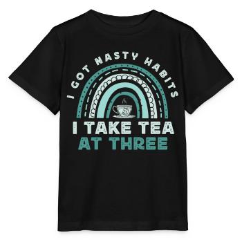 Tea lovers, tea drinkers, tea time - Stanley/Stella MINI CREATOR Kids’ T-Shirt - black - Front - Mikhail (115cm)