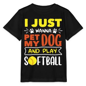 Il suffit de caresser mon chien et de jouer au softball - T-shirt bio MINI CREATOR Stanley/Stella Enfant - noir - Devant - Mikhail (115cm)