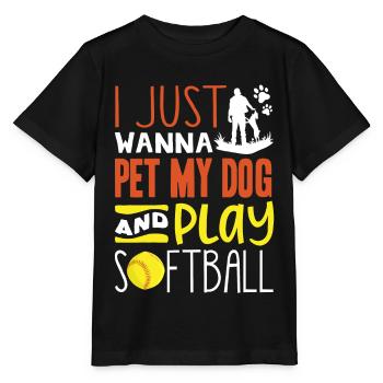 Il suffit de caresser mon chien et de jouer au softball - T-shirt bio MINI CREATOR Stanley/Stella Enfant - noir - Devant - Mikhail (115cm)