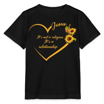 Jesus, Es Ist Keine Religion Es Ist Eine Beziehung - Stanley/Stella Kinder T-Shirt MINI CREATOR  - Schwarz - Vorne - Mikhail (115cm)