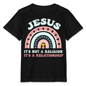 Jesus, Es Ist Keine Religion Es Ist Eine Beziehung - Stanley/Stella Kinder T-Shirt MINI CREATOR  - Schwarz - Vorne - Mikhail (115cm)
