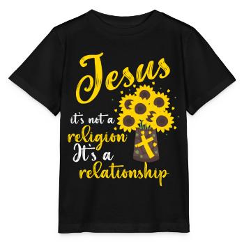 Jesus, Es Ist Keine Religion Es Ist Eine Beziehung - Stanley/Stella Kinder T-Shirt MINI CREATOR  - Schwarz - Vorne - Mikhail (115cm)