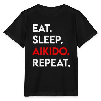 eat sleep aikido repeat - Stanley/Stella Kinder T-Shirt MINI CREATOR  - Schwarz - Vorne - Mikhail (115cm)
