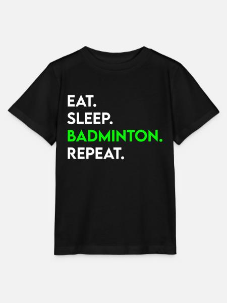 eat sleep badminton repeat - Stanley/Stella Kinder T-Shirt MINI CREATOR - Schwarz