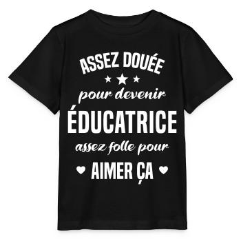 Assez douée pour devenir éducatrice assez folle - T-shirt bio MINI CREATOR Stanley/Stella Enfant - noir - Devant - Mikhail (115cm)
