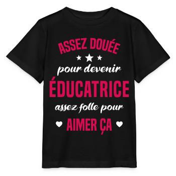 Assez douée pour devenir éducatrice assez folle - T-shirt bio MINI CREATOR Stanley/Stella Enfant - noir - Devant - Mikhail (115cm)