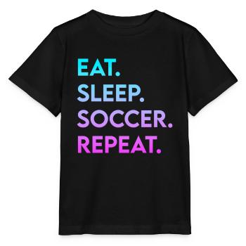 eat sleep soccer repeat - Stanley/Stella Kinder T-Shirt MINI CREATOR  - Schwarz - Vorne - Mikhail (115cm)