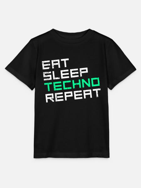 eat sleep techno repeat - Stanley/Stella Kinder T-Shirt MINI CREATOR - Schwarz