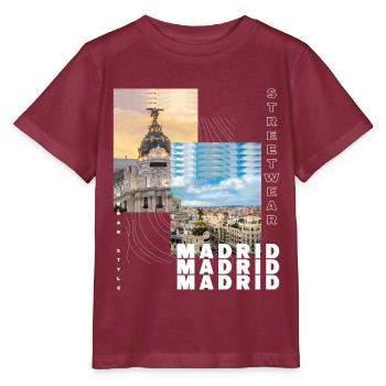 Madrid Espagne Ville Skyline Accueil Amour Vacances - T-shirt bio MINI CREATOR Stanley/Stella Enfant - bordeaux - Devant - Kain (125cm)