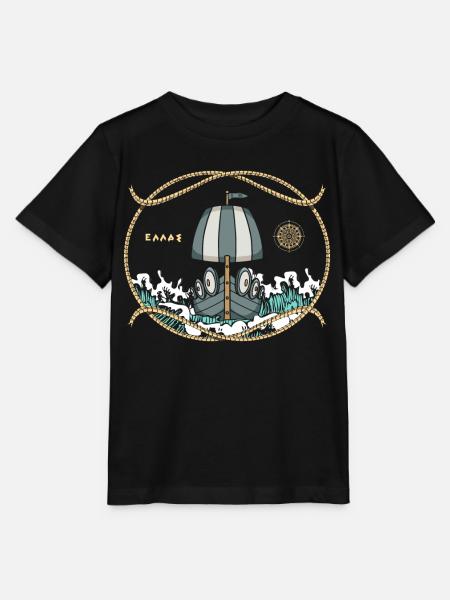 Altes Griechisches Geschichtsboot - Stanley/Stella Kinder T-Shirt MINI CREATOR  - Schwarz