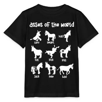 Ânes du monde, ânes - T-shirt bio MINI CREATOR Stanley/Stella Enfant - noir - Devant - Mikhail (115cm)