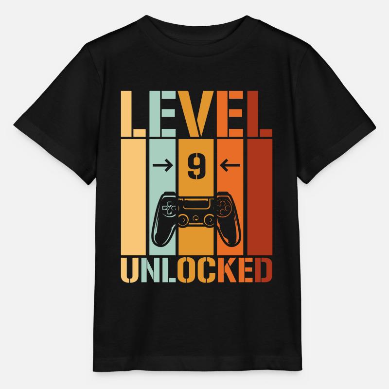 9th Birthday Level 9 unlocked - Stanley/Stella MINI CREATOR Kids’ T-Shirt - black