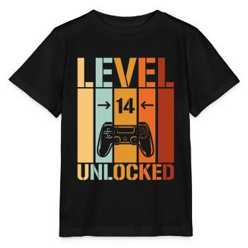 14. Geburtstag Level 14 unlocked - Stanley/Stella Kinder T-Shirt MINI CREATOR  - Schwarz - Vorne - Mikhail (115cm)