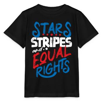 Sterne Streifen Und Gleichberechtigung - Stanley/Stella Kinder T-Shirt MINI CREATOR  - Schwarz - Vorne - Mikhail (115cm)