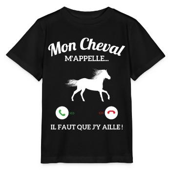 Mon Cheval M'appelle Il Faut Que J'y Aille - T-shirt bio MINI CREATOR Stanley/Stella Enfant - noir - Devant - Mikhail (115cm)