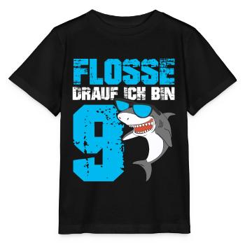 9 Jahre Haifisch Geburtstagsmotiv Jungen Geschenk - Stanley/Stella Kinder T-Shirt MINI CREATOR  - Schwarz - Vorne - Mikhail (115cm)