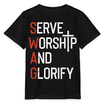 Serve worship and glorify - Stanley/Stella MINI CREATOR Kids’ T-Shirt - black - Front - Mikhail (115cm)