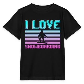 I love snowboarding - Stanley/Stella Kinder T-Shirt MINI CREATOR  - Schwarz - Vorne - Mikhail (115cm)