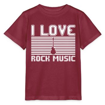 I love rock music - Stanley/Stella MINI CREATOR Kids’ T-Shirt - burgundy - Front - Kain (125cm)