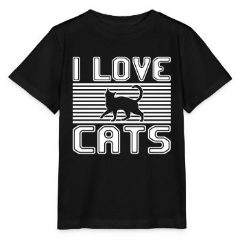 I love cats - Stanley/Stella MINI CREATOR Kids’ T-Shirt - black - Front - Mikhail (115cm)