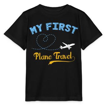 Premier avion, avion - T-shirt bio MINI CREATOR Stanley/Stella Enfant - noir - Devant - Mikhail (115cm)