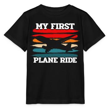 Premier avion, avion - T-shirt bio MINI CREATOR Stanley/Stella Enfant - noir - Devant - Mikhail (115cm)