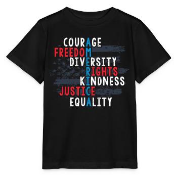 Citoyen américain patriote, Liberté - T-shirt bio MINI CREATOR Stanley/Stella Enfant - noir - Devant - Mikhail (115cm)