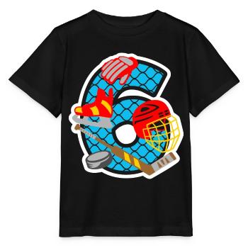 Eishockey 6. Geburtstagsparty Nummer 6 - 6 Jahre - Stanley/Stella Kinder T-Shirt MINI CREATOR  - Schwarz - Vorne - Mikhail (115cm)