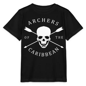 funny archery motif with skull, arrows - Stanley/Stella MINI CREATOR Kids’ T-Shirt - black - Front - Mikhail (115cm)