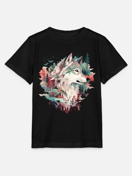 Wolf Wolfskopf Natur Wildnis Abenteuer Wald Kunst - Stanley/Stella T-shirt MINI CREATOR til børn - sort