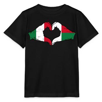 Italie Madagascar Drapeau Mains Coeur Forme Utilisé - T-shirt bio MINI CREATOR Stanley/Stella Enfant - noir - Devant - Mikhail (115cm)