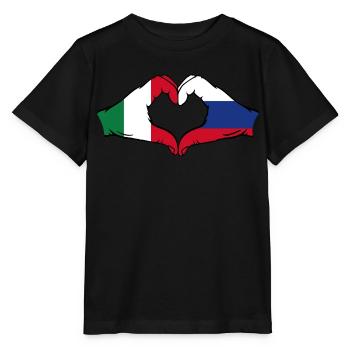 Italy Russia hands heart shape - Stanley/Stella MINI CREATOR Kids’ T-Shirt - black - Front - Mikhail (115cm)