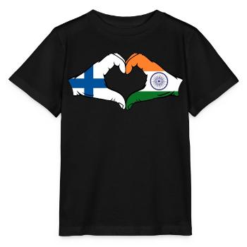 Finlande Inde mains forme de cœur - T-shirt bio MINI CREATOR Stanley/Stella Enfant - noir - Devant - Mikhail (115cm)