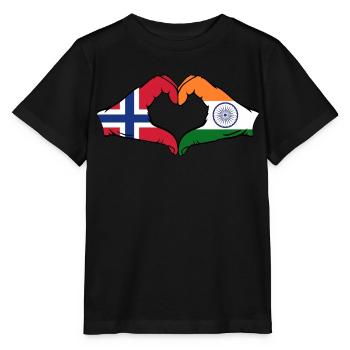 Norwegen Indien Hände Herzform - Stanley/Stella Kinder T-Shirt MINI CREATOR  - Schwarz - Vorne - Mikhail (115cm)