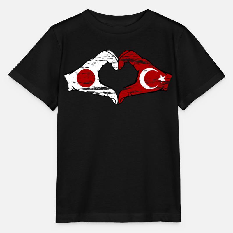 Japon Türkiye mains forme de coeur utilisé - T-shirt bio MINI CREATOR Stanley/Stella Enfant - noir
