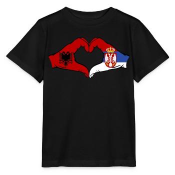 Albanie Serbie Drapeau Coeur Forme - T-shirt bio MINI CREATOR Stanley/Stella Enfant - noir - Devant - Mikhail (115cm)
