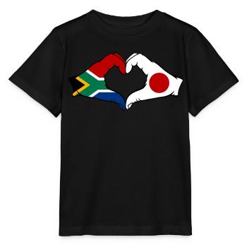 Afrique du Sud Japon Drapeau Mains Coeur Forme - T-shirt bio MINI CREATOR Stanley/Stella Enfant - noir - Devant - Mikhail (115cm)