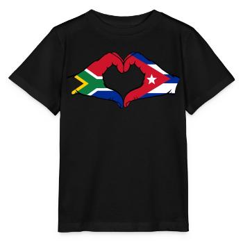Afrique du Sud Cuba Drapeau Mains Coeur Forme - T-shirt bio MINI CREATOR Stanley/Stella Enfant - noir - Devant - Mikhail (115cm)