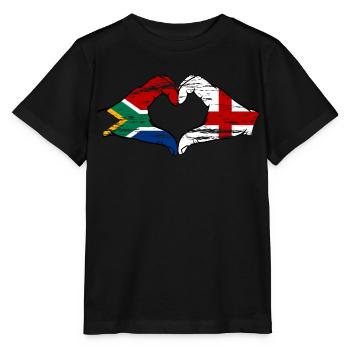 Afrique du Sud Angleterre drapeau mains forme de coeur utilisé - T-shirt bio MINI CREATOR Stanley/Stella Enfant - noir - Devant - Mikhail (115cm)