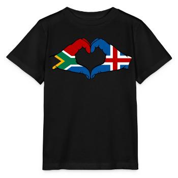 Afrique du Sud Islande Drapeau Mains Coeur Forme - T-shirt bio MINI CREATOR Stanley/Stella Enfant - noir - Devant - Mikhail (115cm)