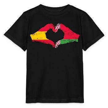 Spanien Belarus Flagge Hände Herzform used - Stanley/Stella Kinder T-Shirt MINI CREATOR  - Schwarz - Vorne - Mikhail (115cm)