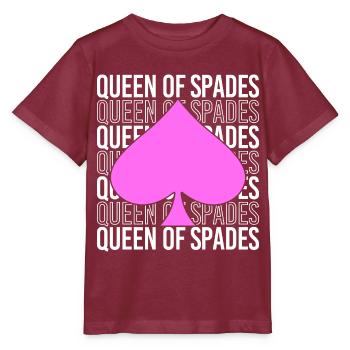 Pikass Spielkarte Kartenspiel Pik - Stanley/Stella Kinder T-Shirt MINI CREATOR  - Burgunderrot - Vorne - Kain (125cm)