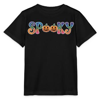 Spooky Halloween Schriftzug mit Kürbis - Stanley/Stella Kinder T-Shirt MINI CREATOR  - Schwarz - Vorne - Mikhail (115cm)