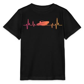 bateau à moteur sunset battement de coeur yacht   - T-shirt bio MINI CREATOR Stanley/Stella Enfant - noir - Devant - Mikhail (115cm)