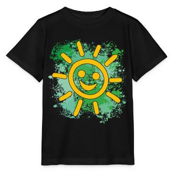 Soleil souriant sur des éclaboussures colorées de couleur - T-shirt bio MINI CREATOR Stanley/Stella Enfant - noir - Devant - Mikhail (115cm)